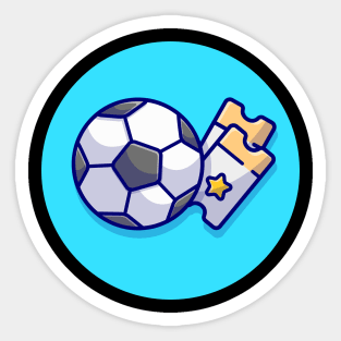 Soccer Ball With Ticket Cartoon Vector Icon Illustration Sticker